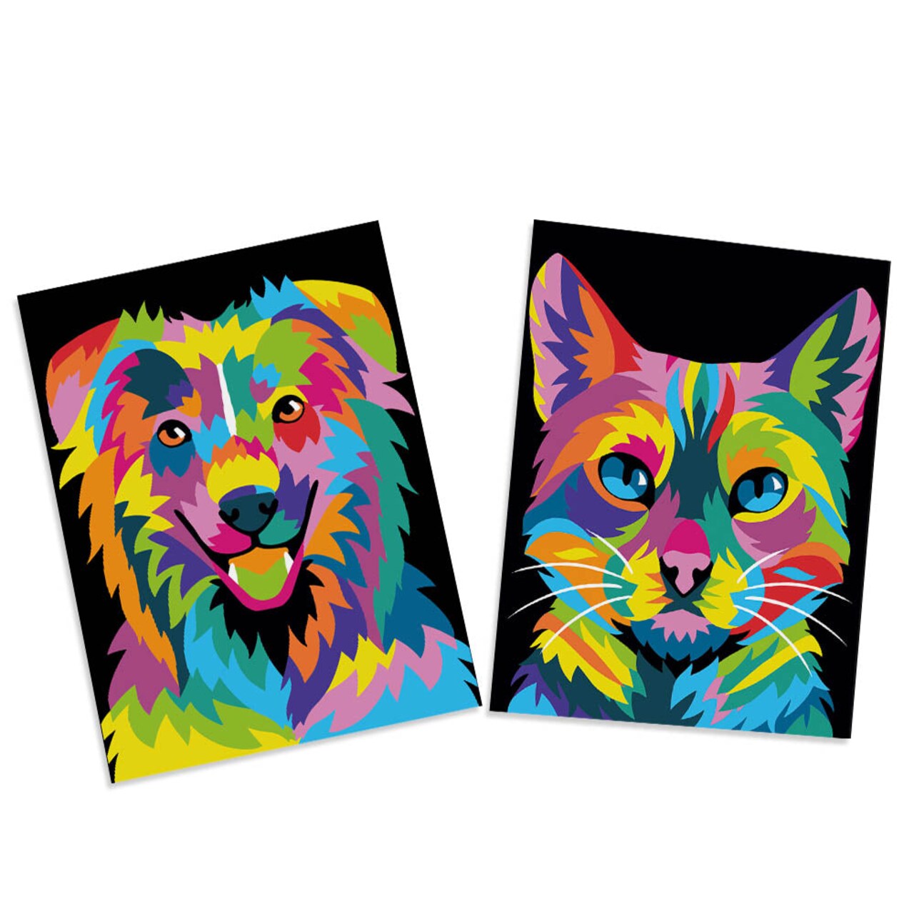 Furry Fantasia: Cat & Dog Abstract Paint by Numbers Kit for Kids - 9.5x7in  - Ships from California, USA